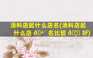 汤料店起什么店名(汤料店起什么店 🪴 名比较 🦊 好)